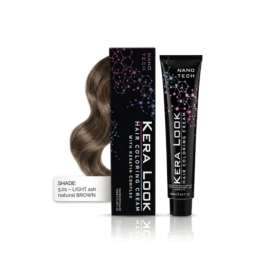 KERA LOOK Hair Coloring Cream No. 5.01 Light Ash Natural Brown 100 ml