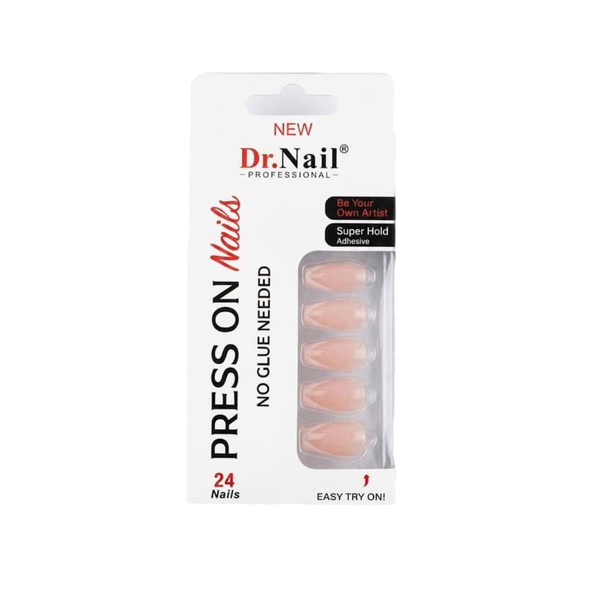 Dr. Nail Professional Press On Nails – No Glue Needed (French Style, 24 pcs) KS186