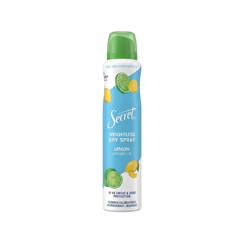 Secret Weightless Dry Spray – Lemon + Argan Oil (Antiperspirant & Deodorant)