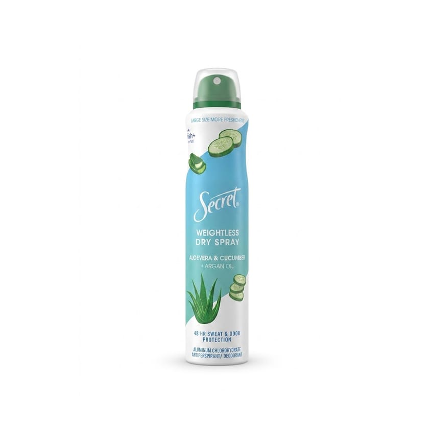 بخاخ سيكرت الجاف خفيف الوزن – ألوفيرا وخيار + زيت الأرجان (م | deodorant | secret