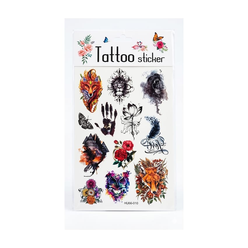ملصقات وشم مؤقتة بتصاميم حيوانات وعناصر فنية (Tattoo Sticker | tools