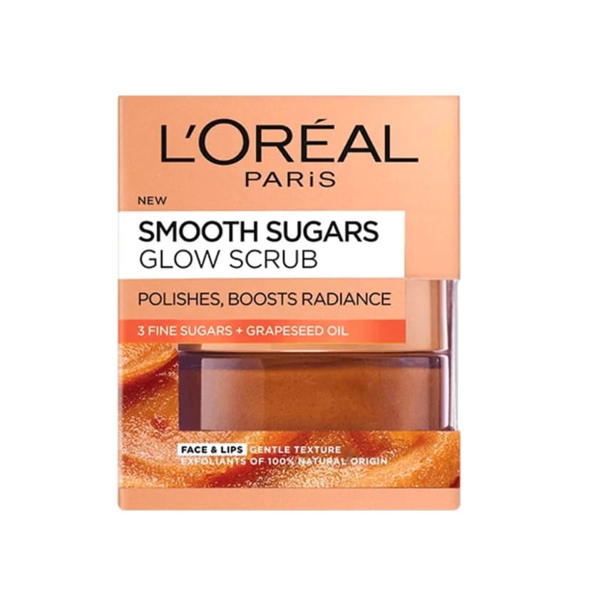 مقشر لوريال باريس سموث شوجر بزيت بذور العنب – 50 مل | scrub | loreal | skin-care | face-care