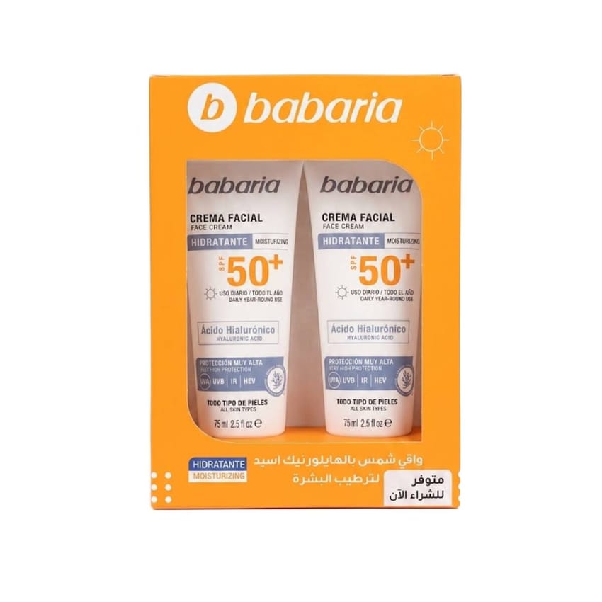 Babaria Moisturizing Face Cream SPF 50+ Set – 2 × 75ml | sun-care | babaria