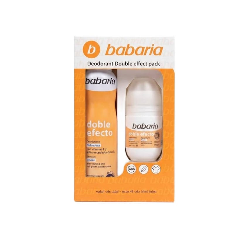 مجموعة مزيل العرق المفعول المزدوج من Babaria – بخاخ + رول أو | deodorant | babaria