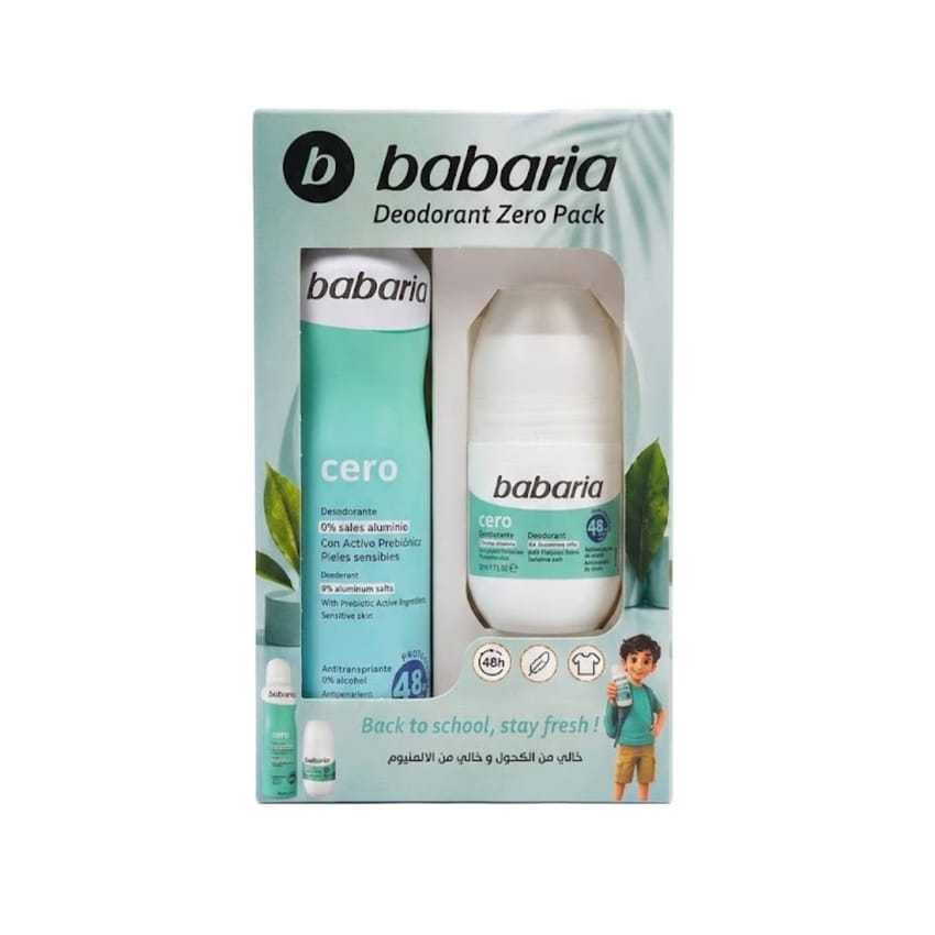 مجموعة مزيل العرق Zero الخالي من الألومنيوم والكحول من Babar | deodorant | body-care | babaria