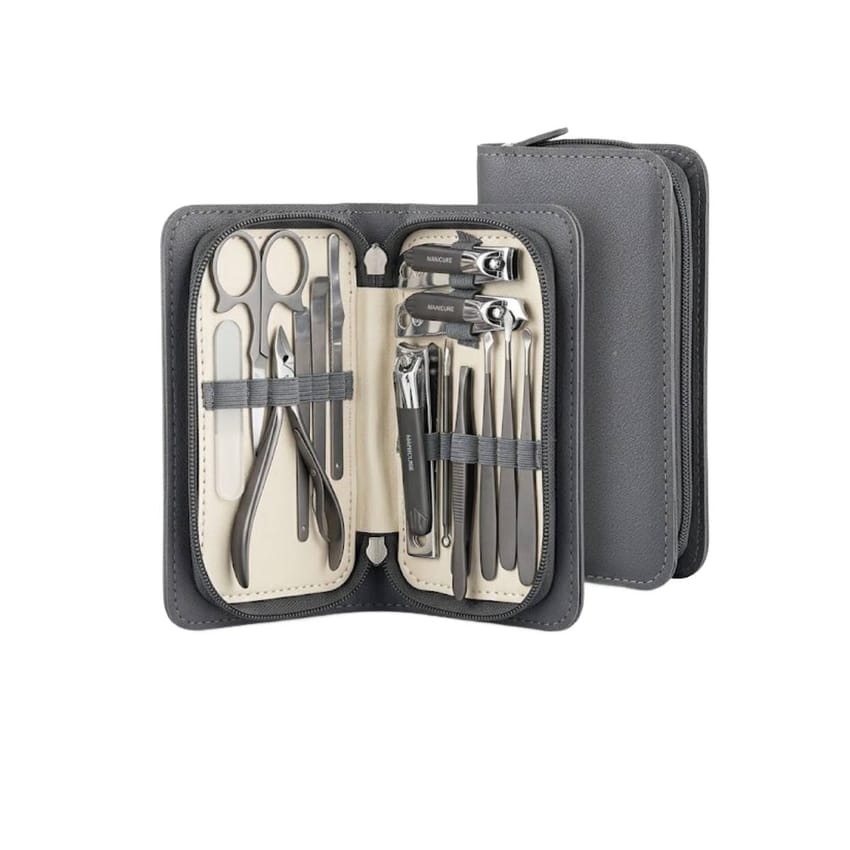 15-Piece Professional Manicure & Pedicure Set with Leather Case