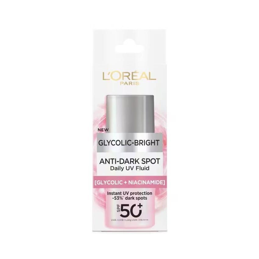 واقي شمس وسائل يومي ضد البقع الداكنة L'Oréal Glycolic-Bright | sun-care | skin-treatment | sun-block | loreal | skin-care